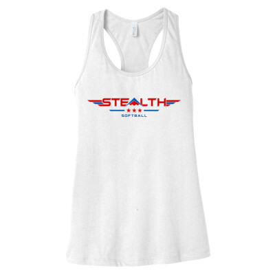 Ladies White Jersey Racerback Tank Top Thumbnail